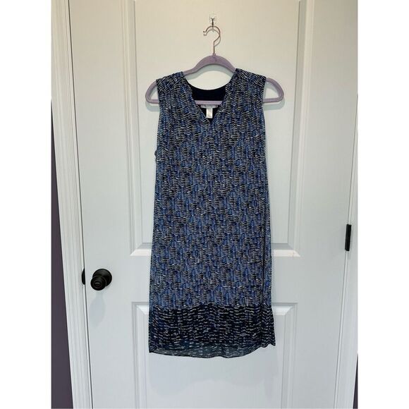 London Times Blue Print Shift Dress Size 10 - Picture 1 of 6